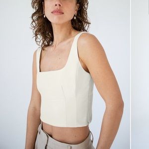 Aritzia Wilfred Shine Bustier Vegan Leather Birch